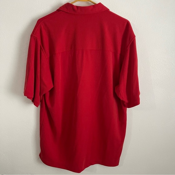 Bugatchi Uomo Mens Shirt L Button Up red  Short Sleeved EUC - Picture 2 of 7